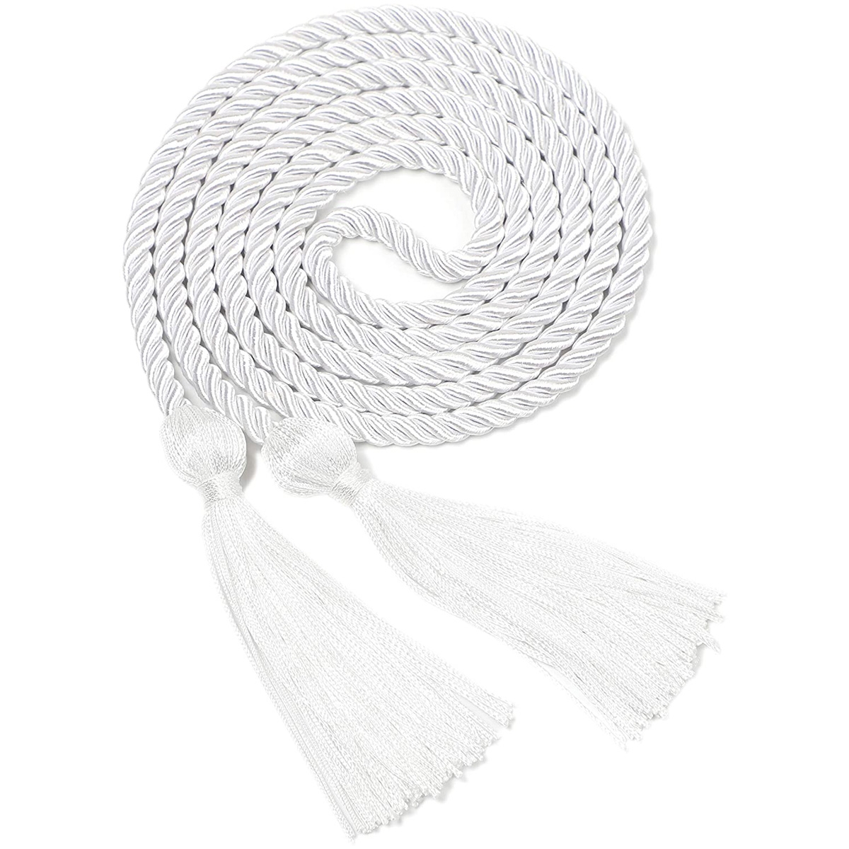 Cords Tassels Cords Polyester Yarn Honor Cord for Graduation Students 63 Inchs Long (White)